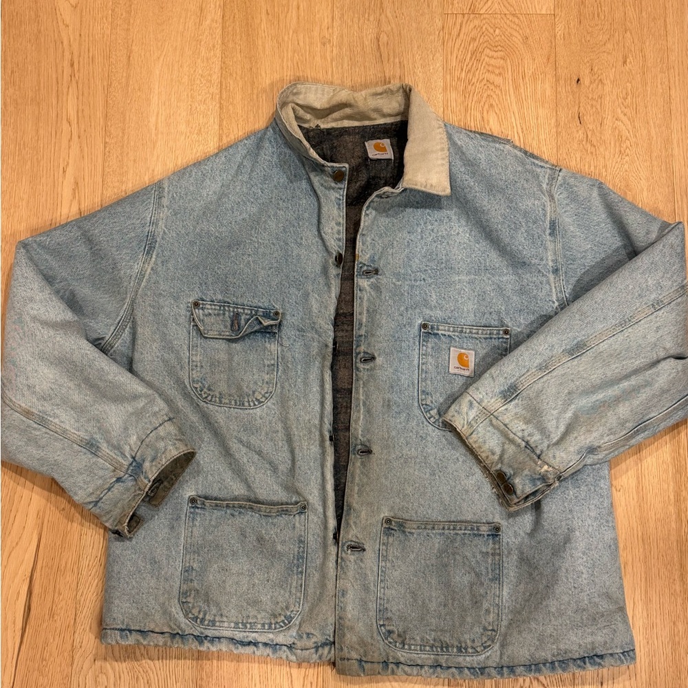 Carhartt Men's Light Blue Denim Lined Jacket